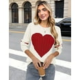thumbnail image 4 of Pullover Sweaters for Women Cute Heart Print Valentines Day Crewneck Fall Winter Knitted Strie Sweaters Warm Long Sleeve Jumper Tops Alsol Lamesa, 4 of 6