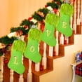 thumbnail image 3 of Classic Green Knitted Christmas Stockings with Lettering, 18-inch Festive Hanging Socks for Home Fireplace Decor, Polyester, No Feathers, for Christmas, Halloween, Thanksgiving, Fall, Summer - 1pc, 3 of 8
