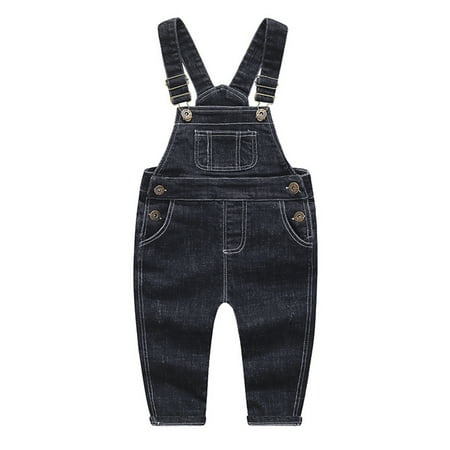 

KIDSCOOL SPACE Baby & Little Boys/Girls Black Denim Overalls Jean Workwear Deep Blue 6-12 Months
