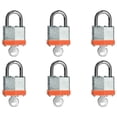 thumbnail image 1 of Lqyn Paquete De 6 Candados Con Llave Laminada (1-9/16"" 40 Mm) Candados Con Llaves Iguales Candado Con Grillete Normal De Aro Naranja Para Casillero De Gimnasio Maleta De Equipaje Caja De Herramientas, 1 of 6