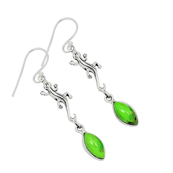 Kingman - Mohave Green Turquoise 925 Sterling Silver Earring Jewelry ALLE-3050