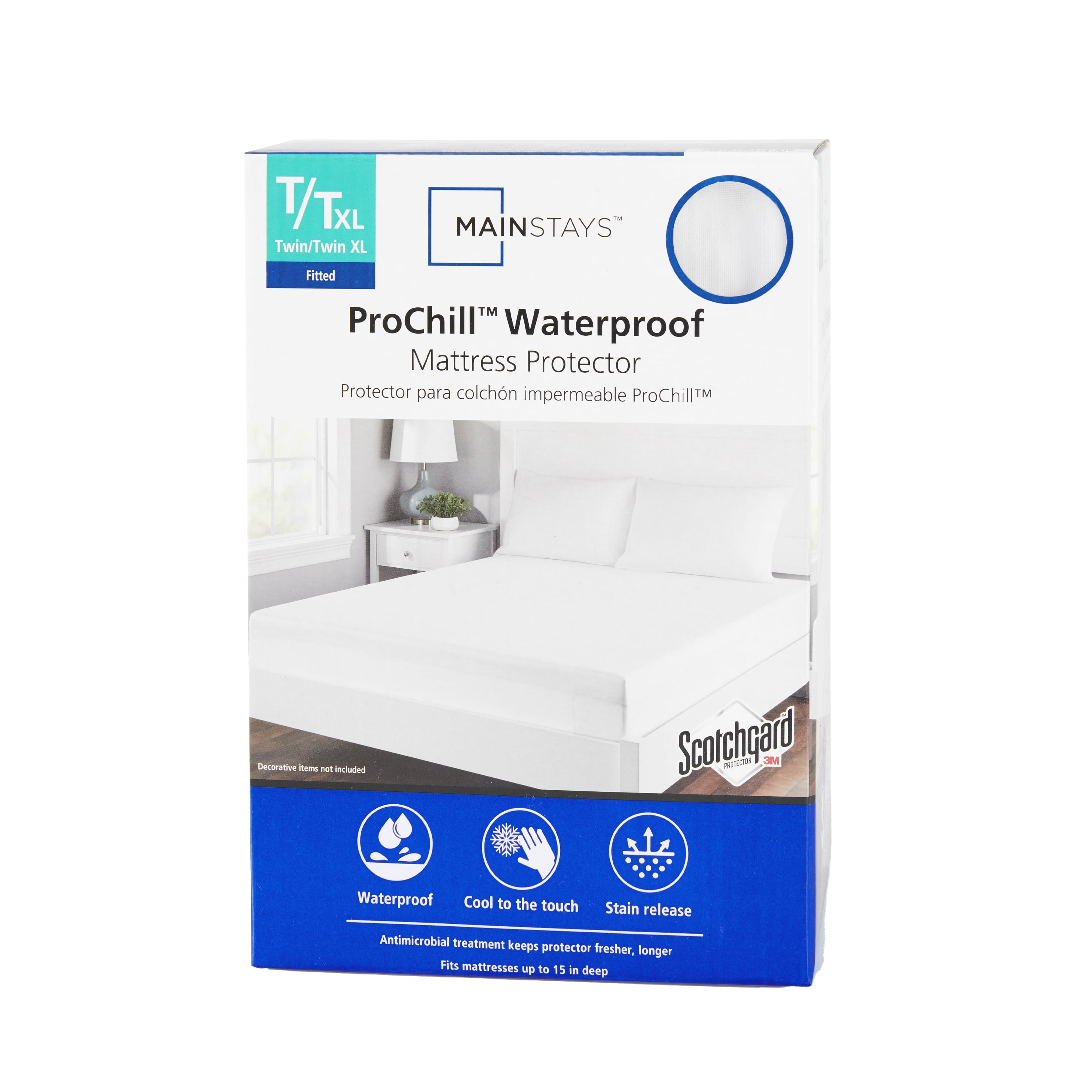 Mainstays ProChill Waterproof Cooling Fitted Mattress Protector, Twin/Twin-XL