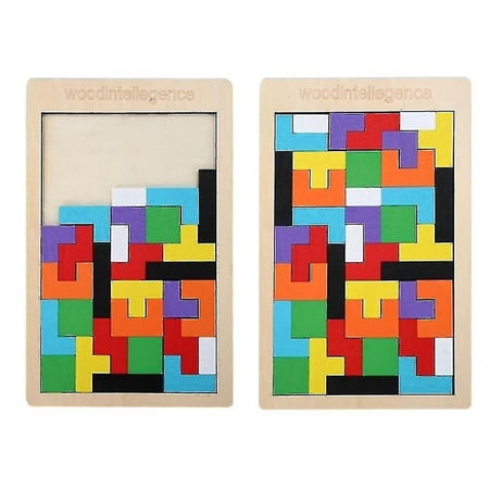 Wooden Blocks Puzzle Brain Teasers Toy Russian Tangram Colorful Jigsaw ...