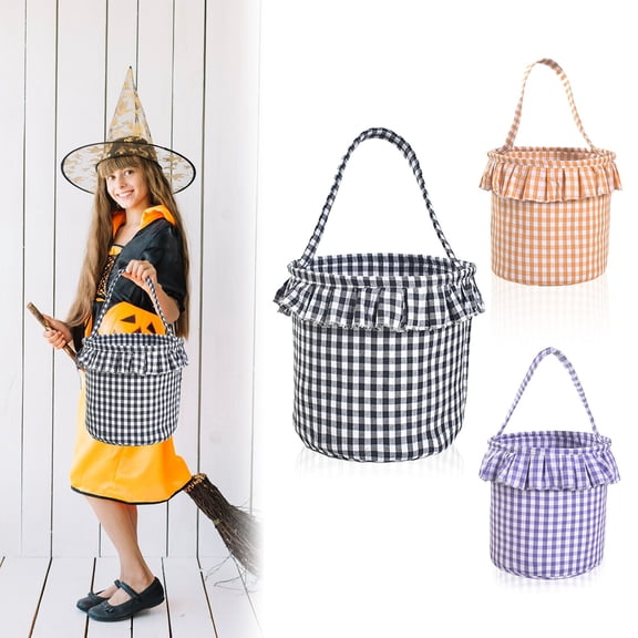 Ympkerial Checkered Storage Basket - Handwoven Cotton Rope Decorative Basket with Tassel Decor, Rustic Farmhouse Toy Laundry Hamper & Party Display Bin for Home Decor and Seasonal Organization