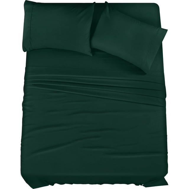 King Bed Sheet Set Piece Bedding Soft Brushed Microfiber Fabric Shrinkage & Fade Easy Care ()