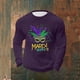 thumbnail image 3 of Ceisia Men's Mardi Gras Mask & Feather Print Waffle Knit Crew Neck Long Sleeve T-Shirt Gift, 3 of 5