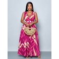 thumbnail image 4 of Hot Pink Plus Size Sleeveless Floral Wrap Maxi Dress With Elasticated Waist For Summer Vacations And Everyday Wear, 4 of 8