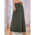 thumbnail image 3 of Women'S Casual Mid Long Skirts Stretchy Ultra-Soft Flowy Maxi Formal Skirts High Waist Lounge Skirts  Green M, 3 of 5