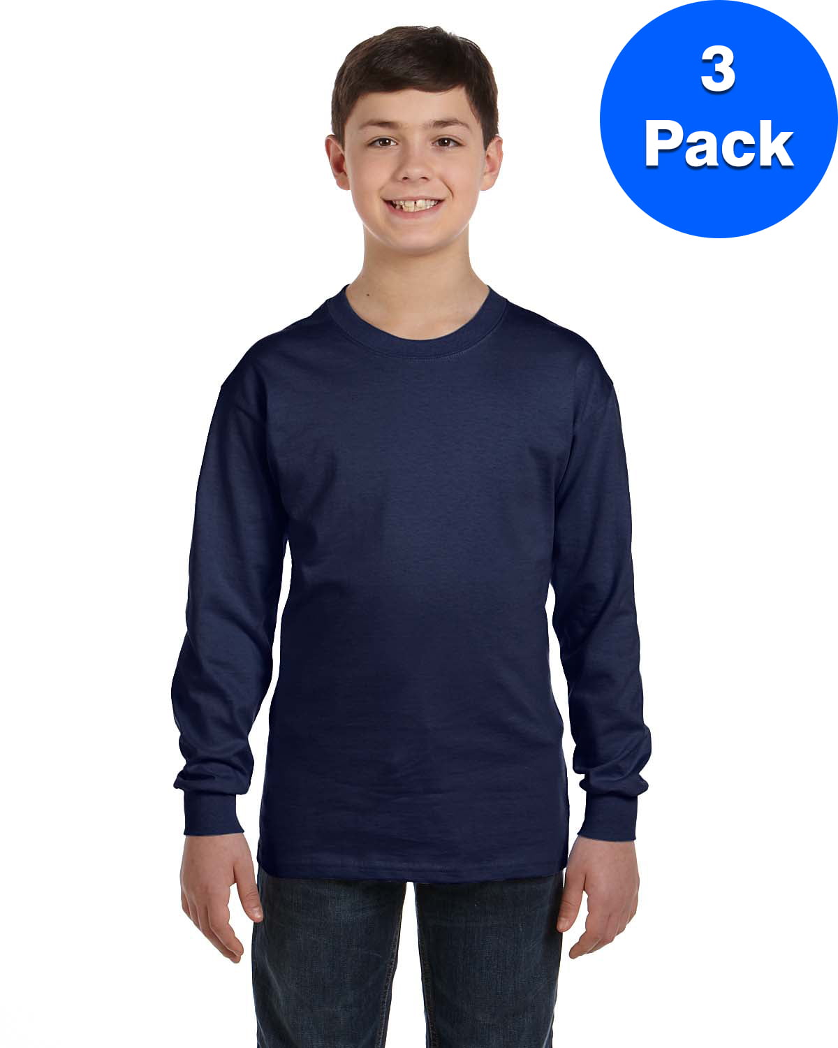 Boys 6.1 oz. Tagless ComfortSoft Long-Sleeve T-Shirt 5546 (3 PACK ...