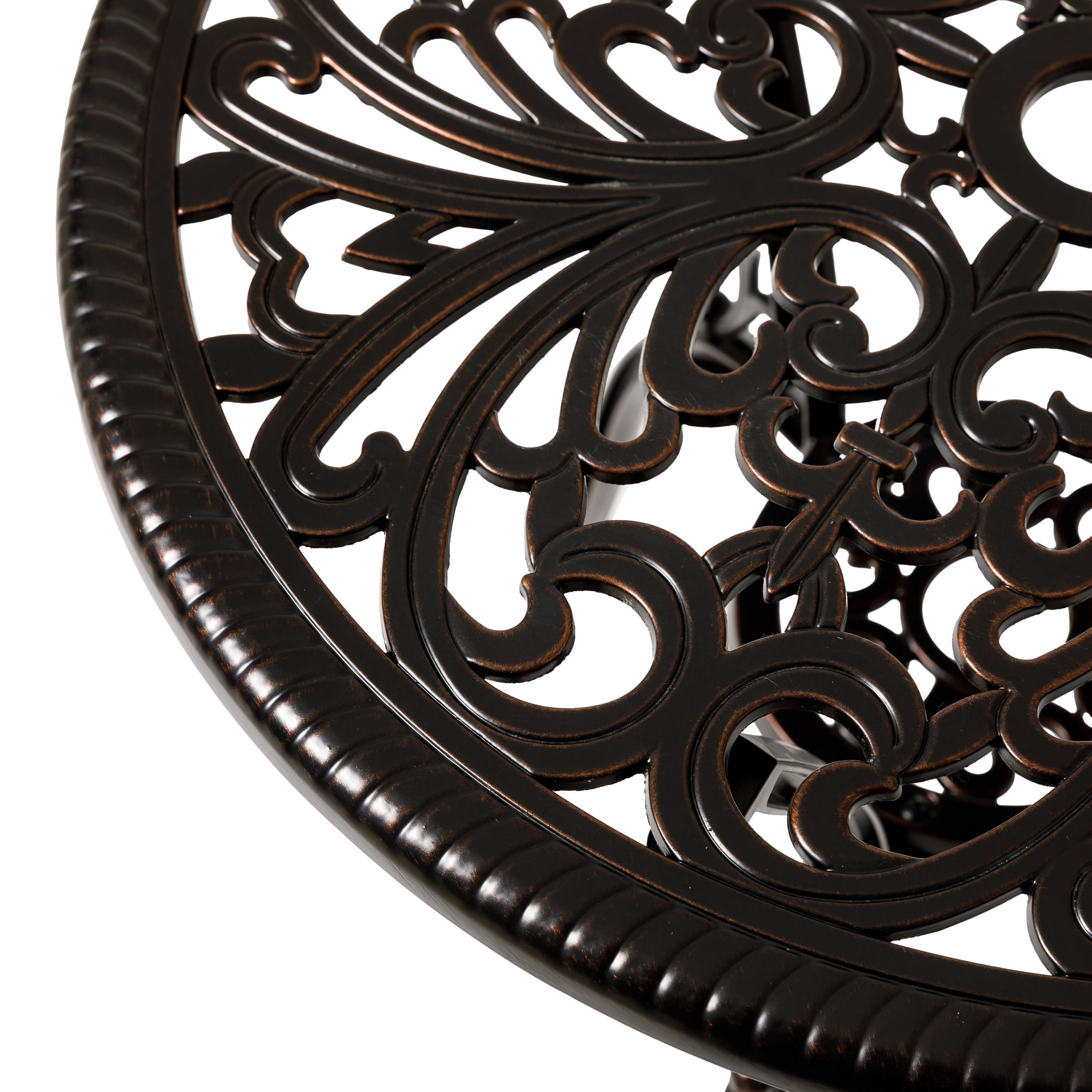 Christopher Knight Home 3-Piece Outdoor Bistro Set, Round Patio Table with Armchairs, Copper Finish