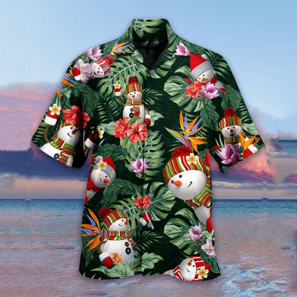 Santa Claus Beach Short Sleeve Christmas Party Holiday Shirt Hawaiian
