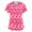 Hot Pink, variant on Minjewel Women's V-Neck Workwear Blouse Short Sleeve Pocket Top Heart Print Side Slit Nurse Uniform Casual Summer Tee,Black L