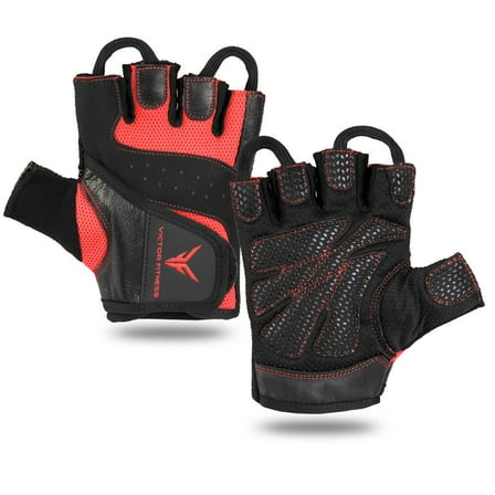 Victor Fitness VG05BRM Black/Red Medium - Fingerless Men's Gloves