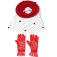 thumbnail image 3 of Weiweiguan 1 Ensemble Rétro Cocktail Chapeau en Maille Kit de Gants Costume Élégant pour Femmes, 3 of 6