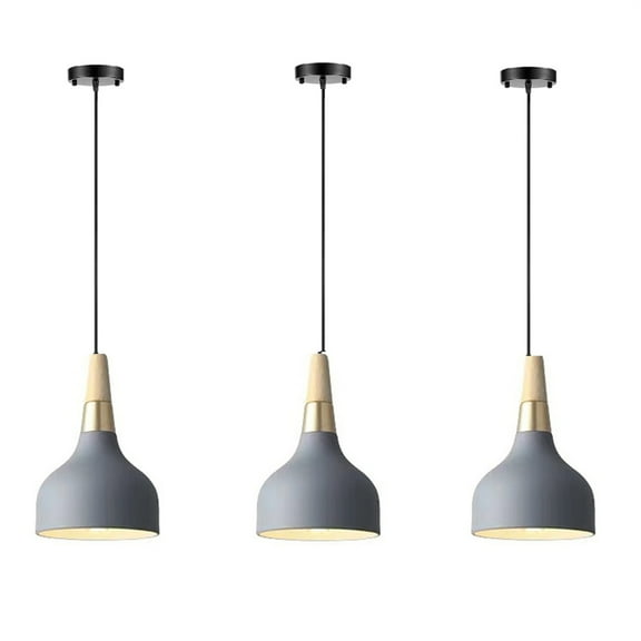 JLOWCO 3 Light Pendant Lighting for Kitchen Island Farmhouse,led Hanging Over Dining Table Ceiling Lights for Kitchen,industrial Gray light fixture (LED Bulb Include)