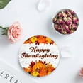 thumbnail image 4 of RYLABLUE Happy Thanksgiving Pumpkin and Maple Leaves Wood Grain Set of 8 Round Coaster for Drinks, Absorbent Ceramic Stone Coasters Cup Mat with Cork Base for Home Kitchen Room Coffee Table Bar Decor, 4 of 5