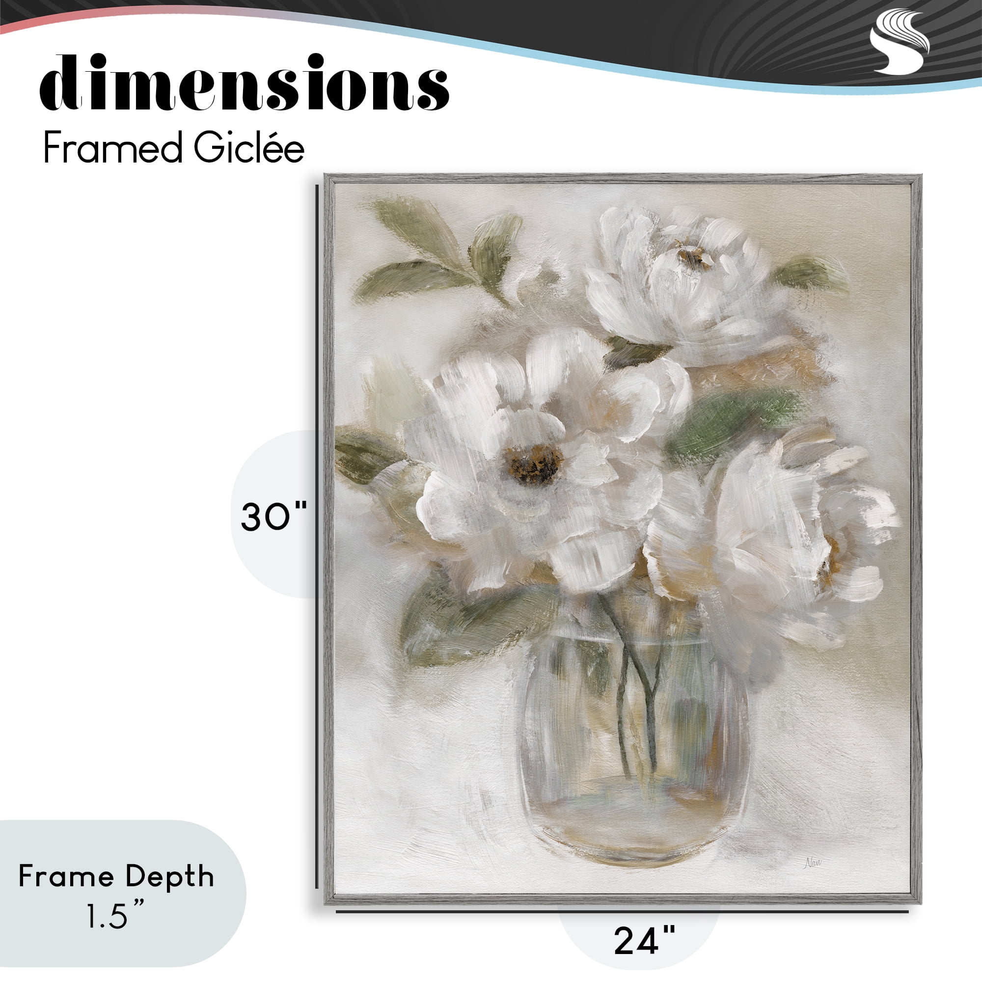 Stupell Industries Brushed Neutrals Bouquet Gray Framed Giclee Art, design by Nan