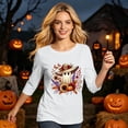 thumbnail image 6 of Bexdxz Cute Ghost Pumpkin Halloween 3/4 Sleeve Shirts for Women Funny Bat Graphic Crew Neck Three Quarter Length Tee Fall Casual Holiday Top White 3XL, 6 of 6