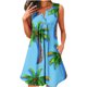 thumbnail image 1 of Vestido de Verano de las Mujeres Moda Impresa sin Mangas Cuello en V Medio Ternera Vestido Casual de Línea para Diario, 1 of 4