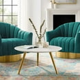 thumbnail image 2 of Contemporary Modern Urban Designer Living Room Lounge Club Lobby Round Coffee Table, Wood Metal Steel, Gold White, 2 of 3