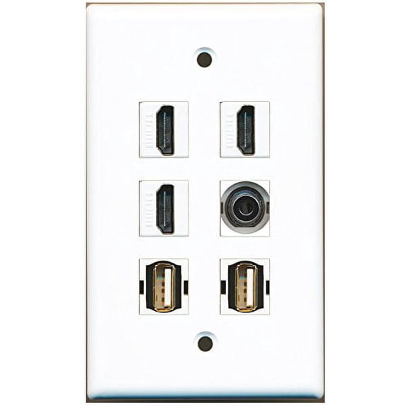 RiteAV - 3 HDMI 2 Port USB A-A 1 Port 3.5mm Wall Plate