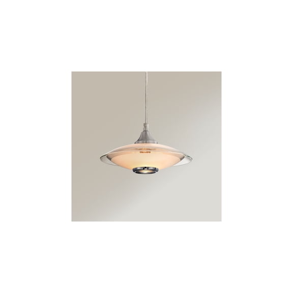 Possini Euro Design Satin Nickel Mini Pendant 8" Wide Modern Retro Saucer White Clear Glass Fixture for Dining Room Living House Home Kitchen Island
