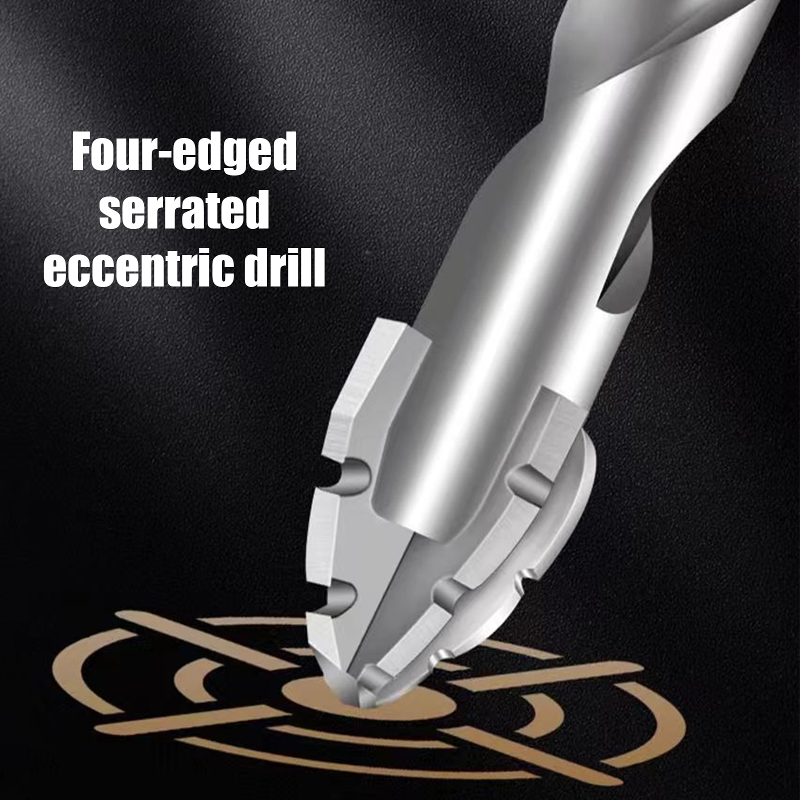 High Strength Four-Edge Serrated Eccentric Cross Drill Bit Suitable For Tiles Concrete Cast Iron Glass Wood Various Diameter Sets