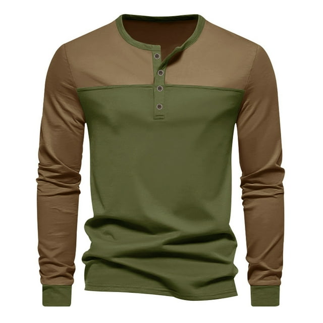 Styesk Chemises pour Hommes, Nouveau T-shirt Décontracté à Manches Longues, Col Rond, Bloc de Couleur