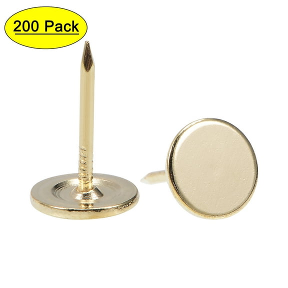 Uxcell 11mmx17mm Flat Head Furniture Nails Gold Tone Upholstery Nails Tacks 200 Pack