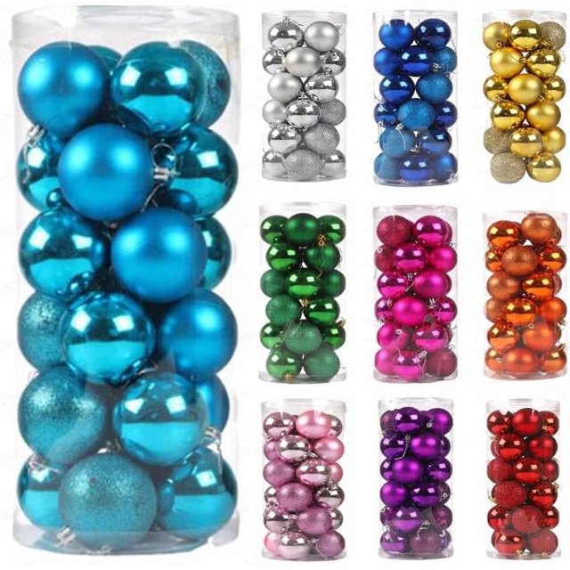 RBCKVXZ Bolas navideñas azul claro de 3 cm para árbol de Navidad, adornos irrompibles para colgar en fiestas, cumpleaños, bodas, liquidación (juego de 24 unidades)