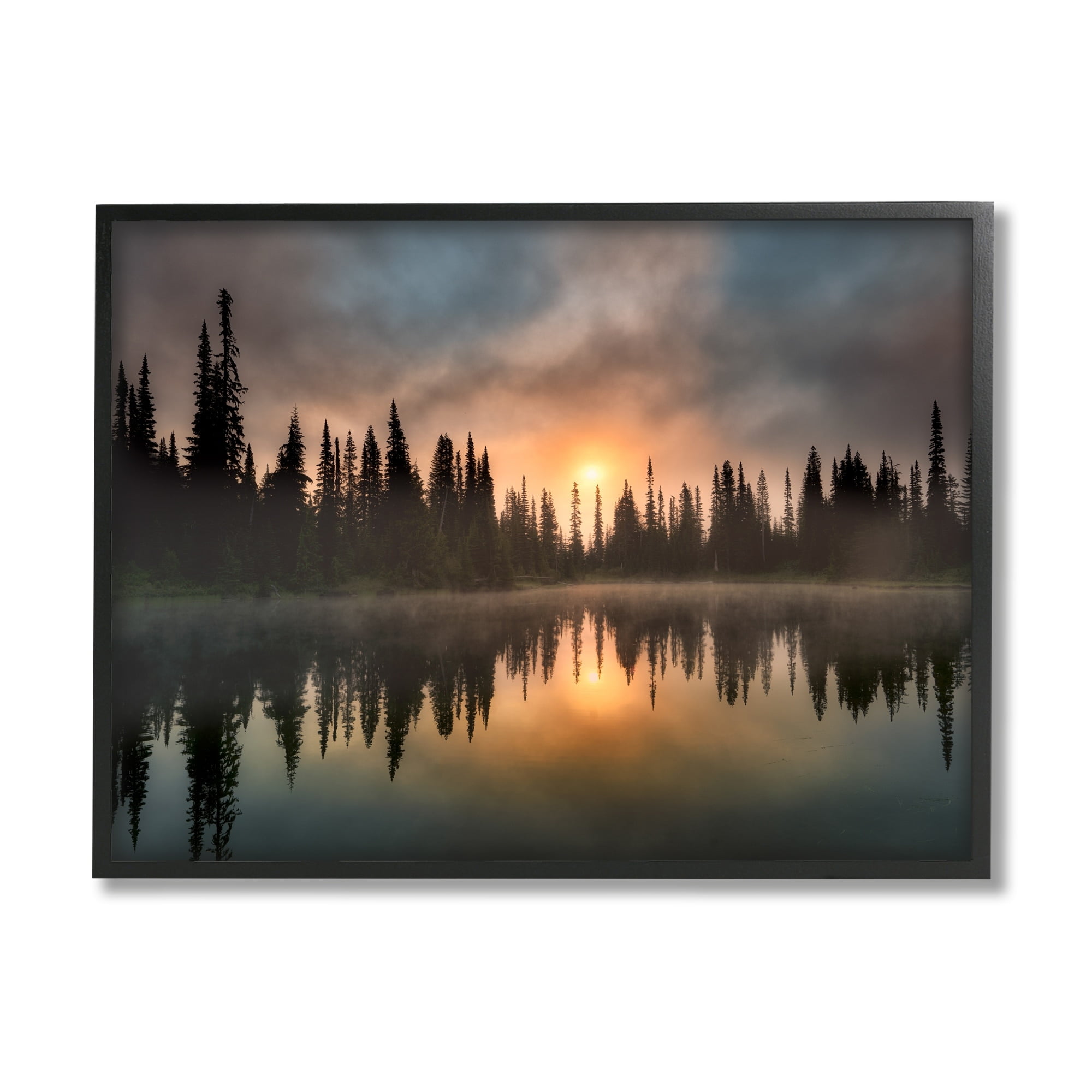 Stupell Industries Sunrise Lake Reflection Horizon Coastal Photography White Framed Art Print Wall Art