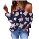 thumbnail image 1 of Camisas Para Mujer Flores Estampado Cuello en V Manga Larga Halter Erógeno Hombro Camiseta Casual Tops Blusa Odeerbi  ODB125087, 1 of 5