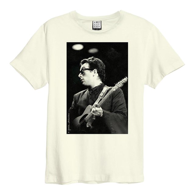 Amplified - Camiseta Joe Wise Elvis Costello para Adultos Unisex (Blanco Retro)