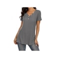thumbnail image 1 of HULKLIFE Short Sleeve Casual Women's Wear,Womens Waffle Knit Tunic Tops Long/Short Sleeve Loose Fitting Daily Casual Button Up Basic Henley Tops,Gray XL, 1 of 5