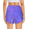 thumbnail image 2 of Lsque Purple Glitter Printed Women's Running Shorts with Liner Pockets,Elastic Quick Dry Workout Athletic Gym Yoga Shorts,Womens High Waist Shorts-X-Large, 2 of 9