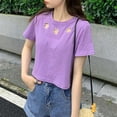 thumbnail image 6 of Womens T-shirts Short Sleeved Round Neck Summer Base T-shirt Purple XXL, 6 of 6