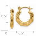 thumbnail image 3 of 14K Yellow Gold Polished Patterned Hollow Hoop Earrings, 3 of 6