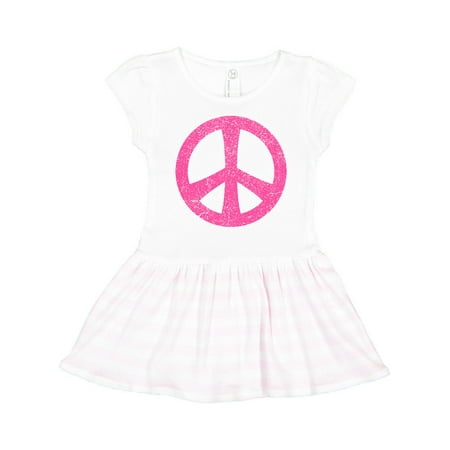 

Inktastic Peace Sign Pink Retro Gift Toddler Girl Dress