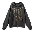 thumbnail image 4 of Women's Oversized Hoodies Full Zip Up Skull Printed Hooded Sweatshirts Fall Fashion Long Sleeve Tops, 4 of 4