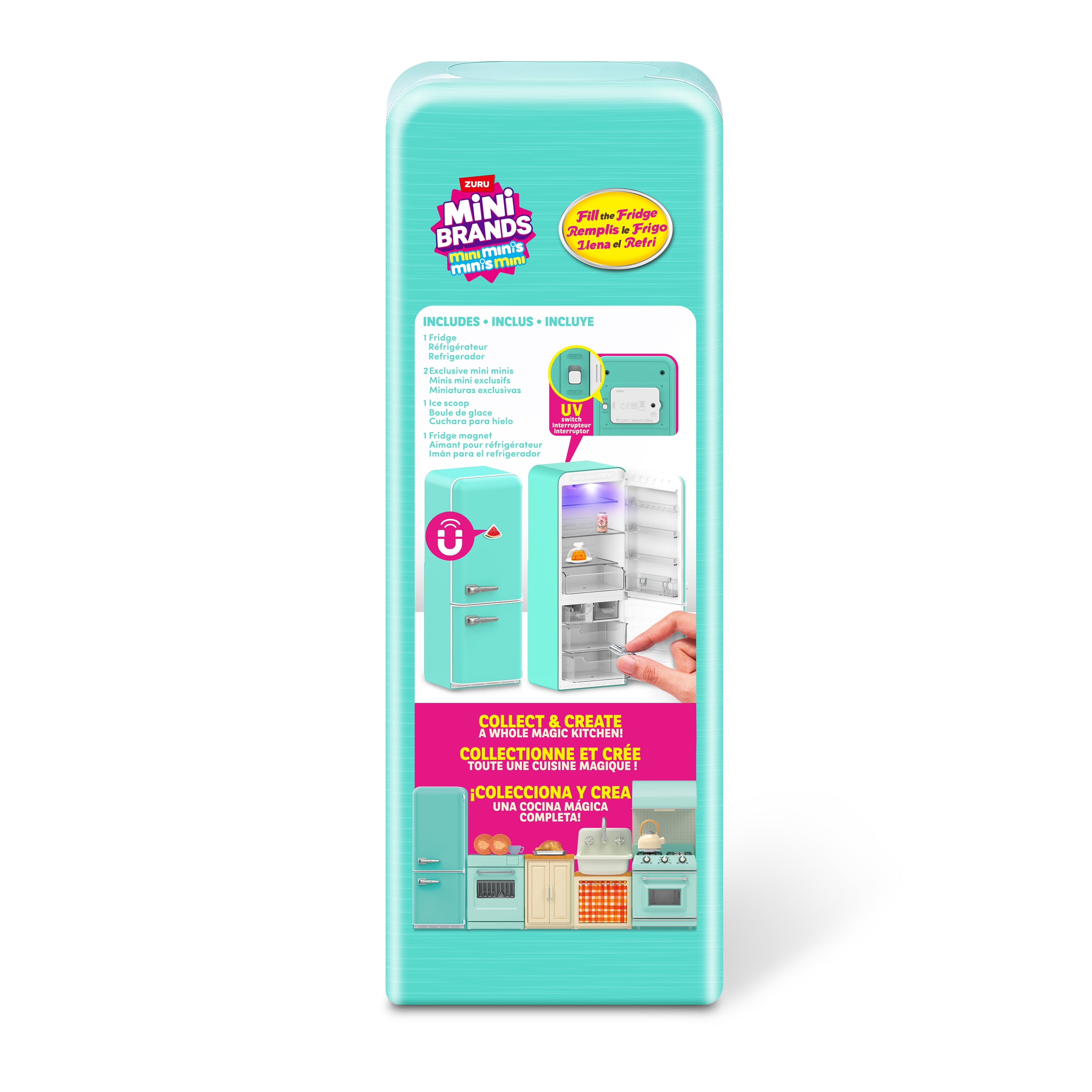 Mini Brands Fill The Fridge Playset w/UV Light by ZURU, Collectibles, DIY, Resin Play, Exclusive Recipe, NOT Edible, 8+
