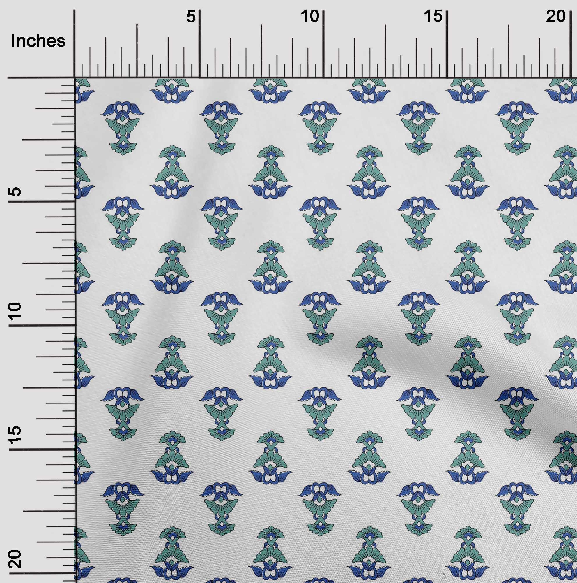 oneOone Cotton Silk Fabric Leaves & Floral Block Decor Fabric Printed BTY 42 Inch Wide