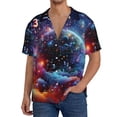 thumbnail image 2 of Picia Outer Space Floating Numbers And Letters Men's Linen Shirts Short Sleeve Cuban Beach Shirts Casual Shirts Button Down Shirt for Men Beach Summer Wedding Shirt-Large, 2 of 7