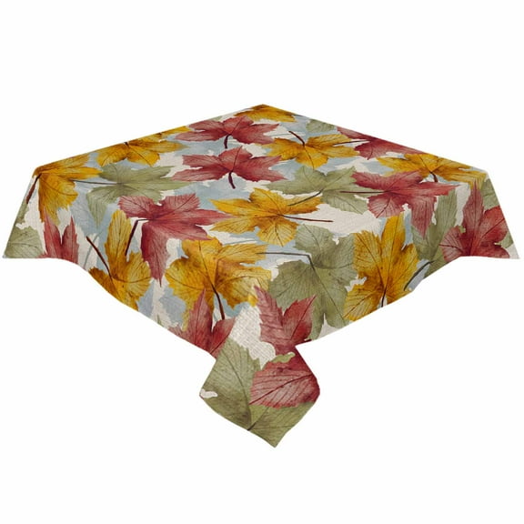 Sage Green Yellow Red Maple Square/Round Tablecloths 54x54,Fall Thanksgiving Leaves Country Beige Table Cloth Table Cover Indoor/Outdoor Tabletop Decor for Wedding Holiday Party Dinner Baby Shower