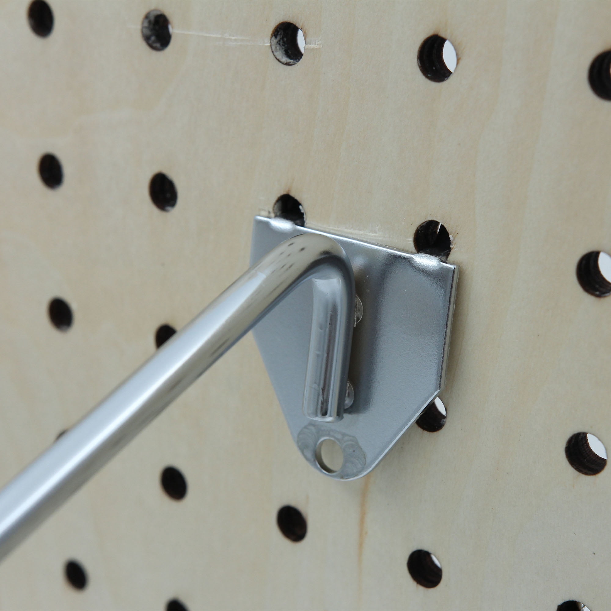 SSWBasics Chrome 5 J-Hook Waterfall for Pegboard - Pack of 5