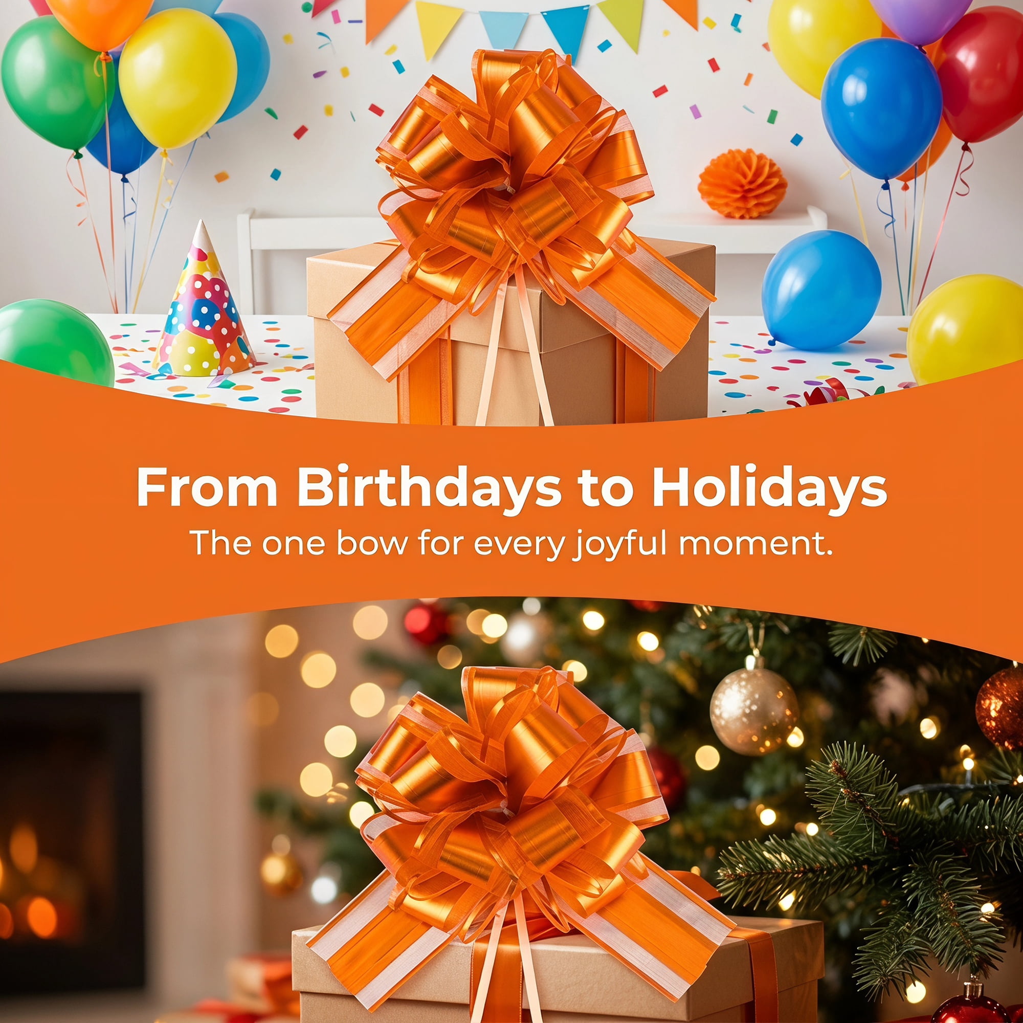 Unique Bargains Elegant Multi-Layered Star Bows for Gift Wrapping and Decoration Orange