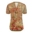 thumbnail image 4 of Summer Savings Clearance JASKFLY Womens Tops Fashion Summer V Neck Leisure Short Sleeve Printing Tops, 4 of 5