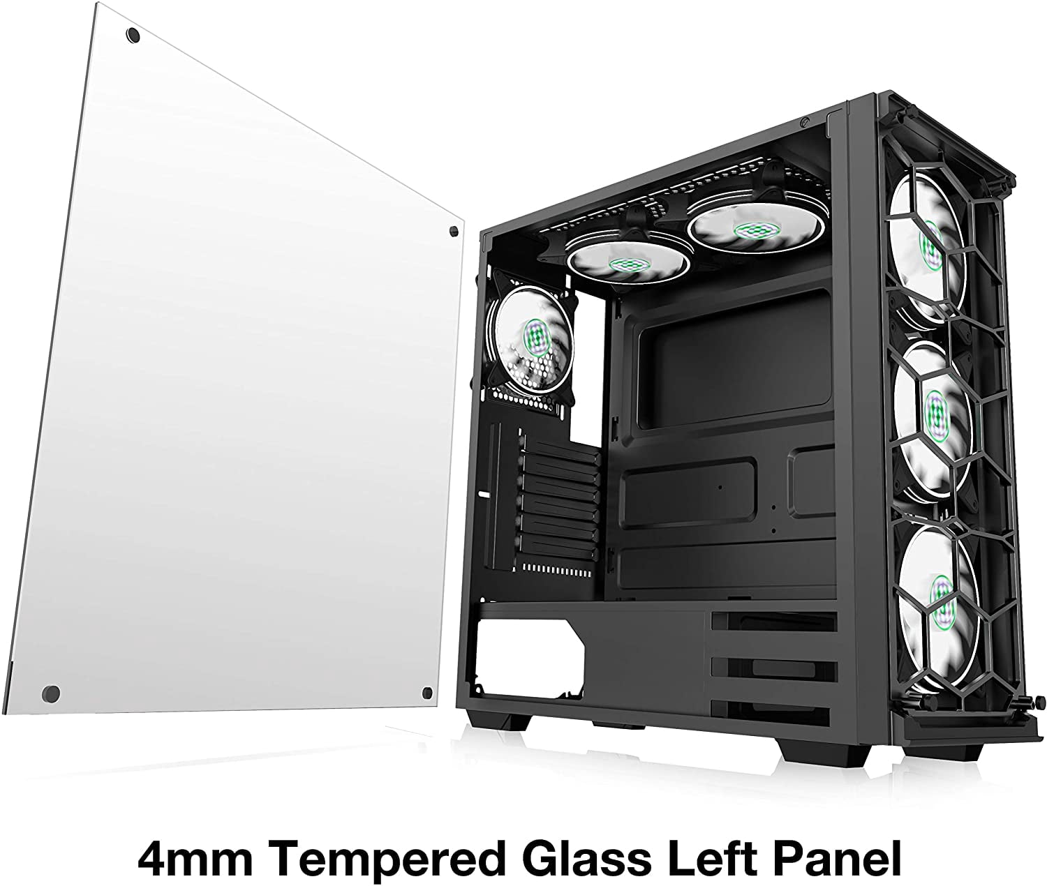 MUSETEX ATX Mid-Tower Chassis 6 ARGB Fans Pre-Installed USB3.0 with Voice Remote Control & 2 Translucent Tempered Glass Panels, Decent Cable Management Airflow Gaming PC Case Computer Case（907-MS6）