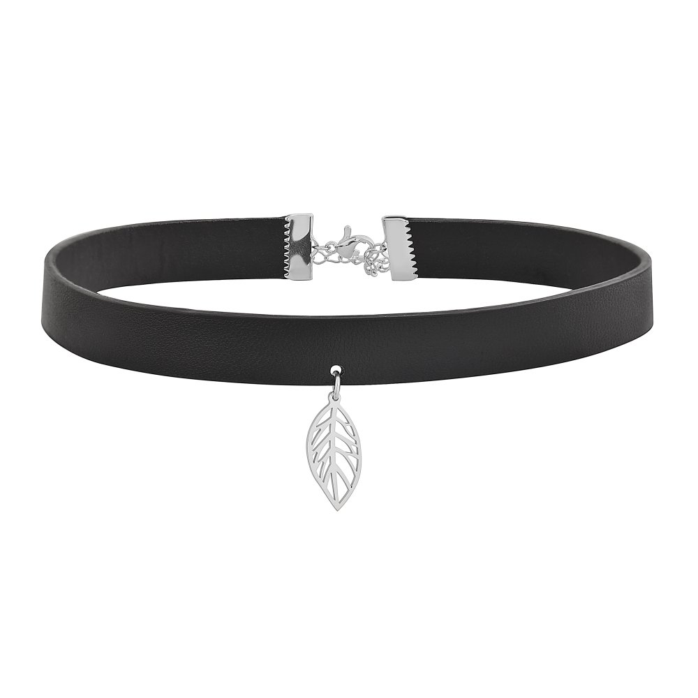 Edforce Edforce Women's Black Leather Adjustable Leather Choker Band