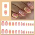 thumbnail image 2 of Flower Almond Shaped Press on Nails Summer Short False Nails with 3D Embossed, 2 of 5