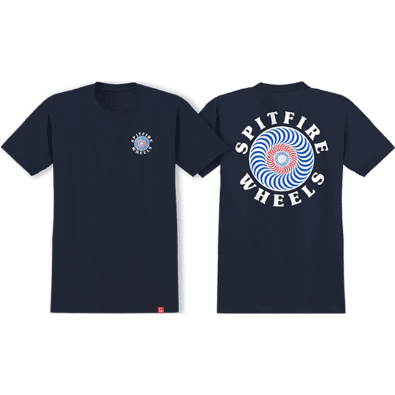 Spitfire Og Classic Fill Short Sleeve T-Shirt Navy White Blue Red, Small, Men's